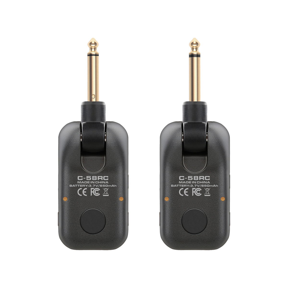 Rear view of the NUX C-58RC 5.8GHz wireless guitar transmitter and receiver