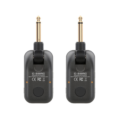Rear view of the NUX C-58RC 5.8GHz wireless guitar transmitter and receiver