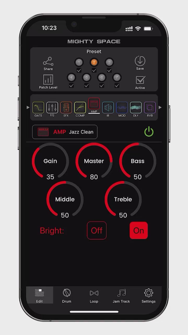 Mighty Space app control interface